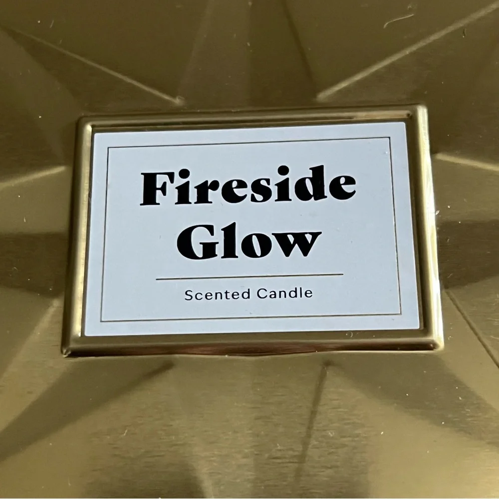 NEW Fireside Glow 3 Wick Metal Tin Candle 18oz Gold Threshold discontinued